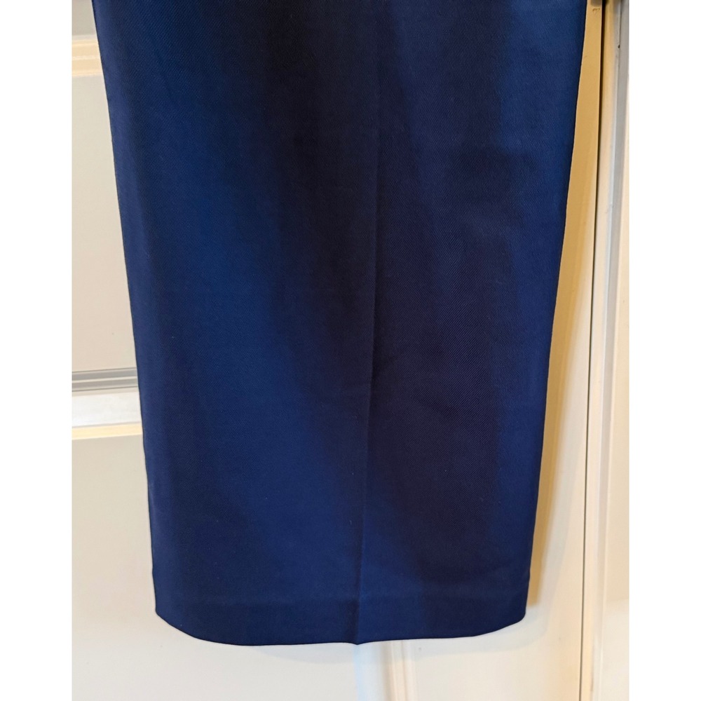 LOFT Navy Blue Flat Front Side Zip Wide Leg Business Casual Trousers Pant Sz 12 - Picture 7 of 9